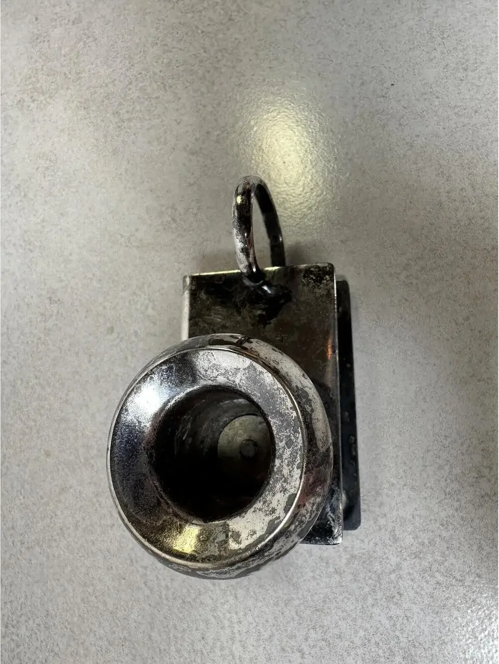 Antique Silver Chamberstick Candle Holder Finger Loop Clip On